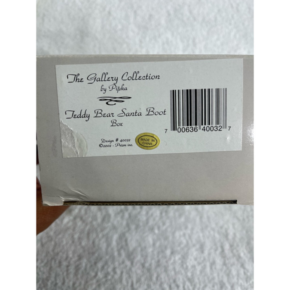 Pipka Gallery Collection #40032 Teddy Bear Santa Boot Trinket Box Christmas 3" - Picture 10 of 10